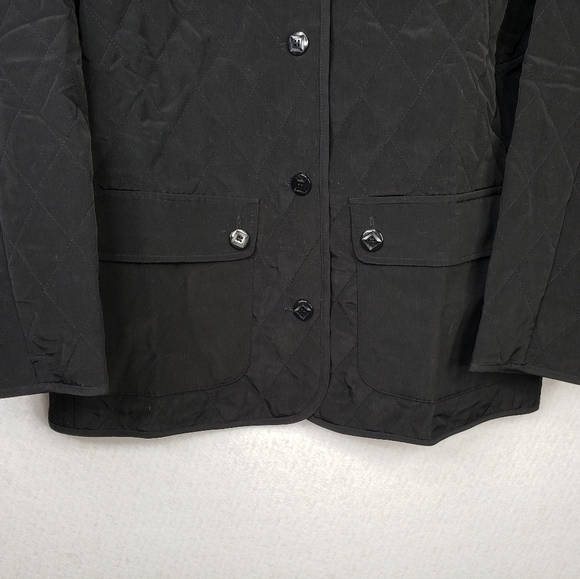Susan Graver Black Lightweight Quilt Stitch Button Up Water Resistant Coat Sz M. - Picture 4 of 12